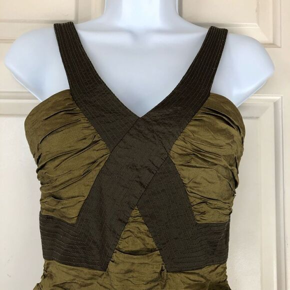 BCBGMAXAZRIA Silk Peridot Simsom Crosstop Cocktail Dress - Picture 2 of 14